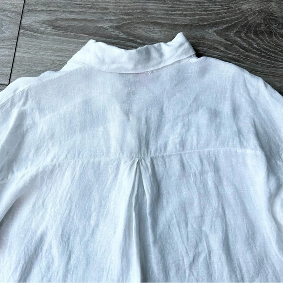 Elissia Pure Linen Studded Accent  White Button Down Shirt Blouse Made in Italy - Picture 14 of 16